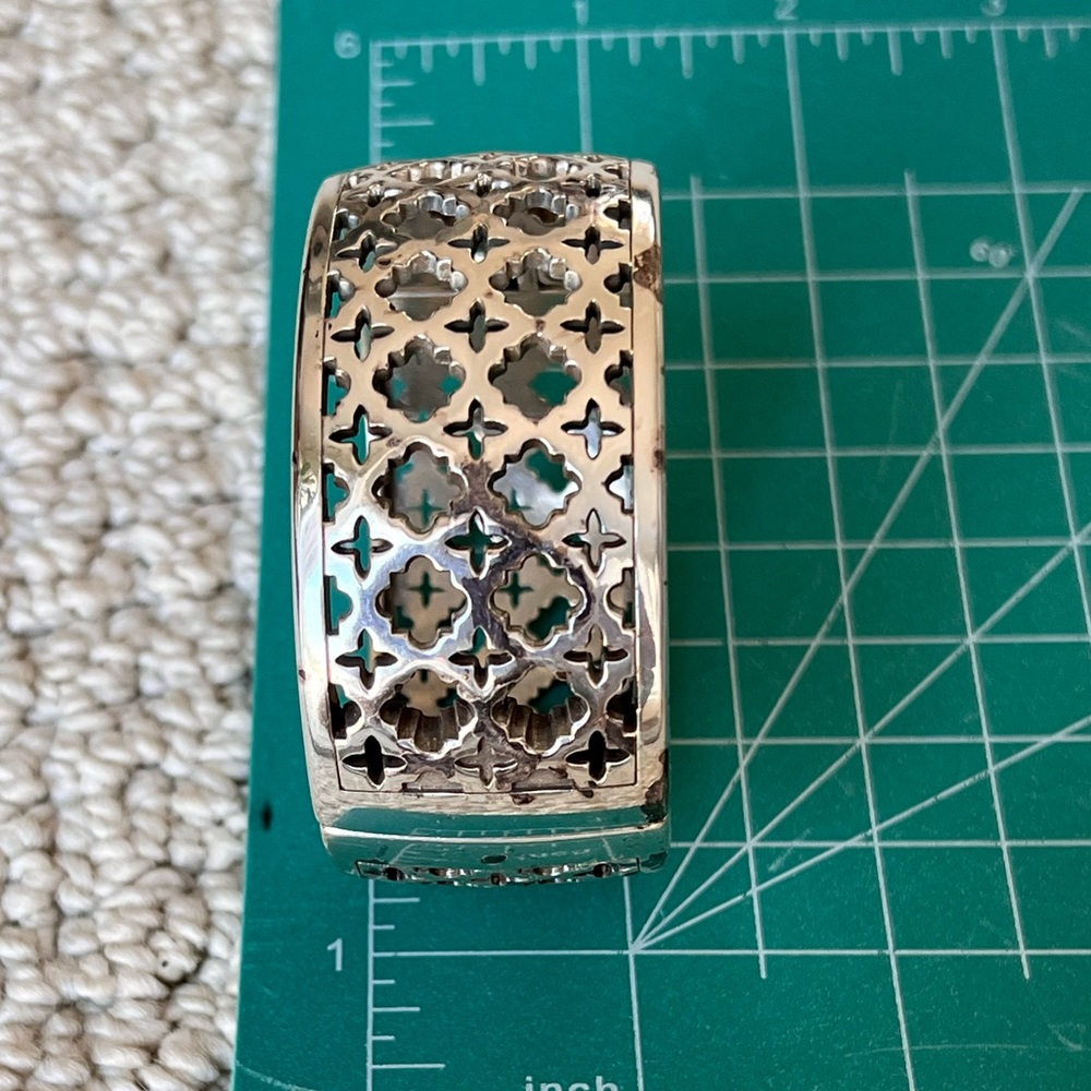 Brighton Silver Plated Large Wide Hinged Bangle B… - image 2